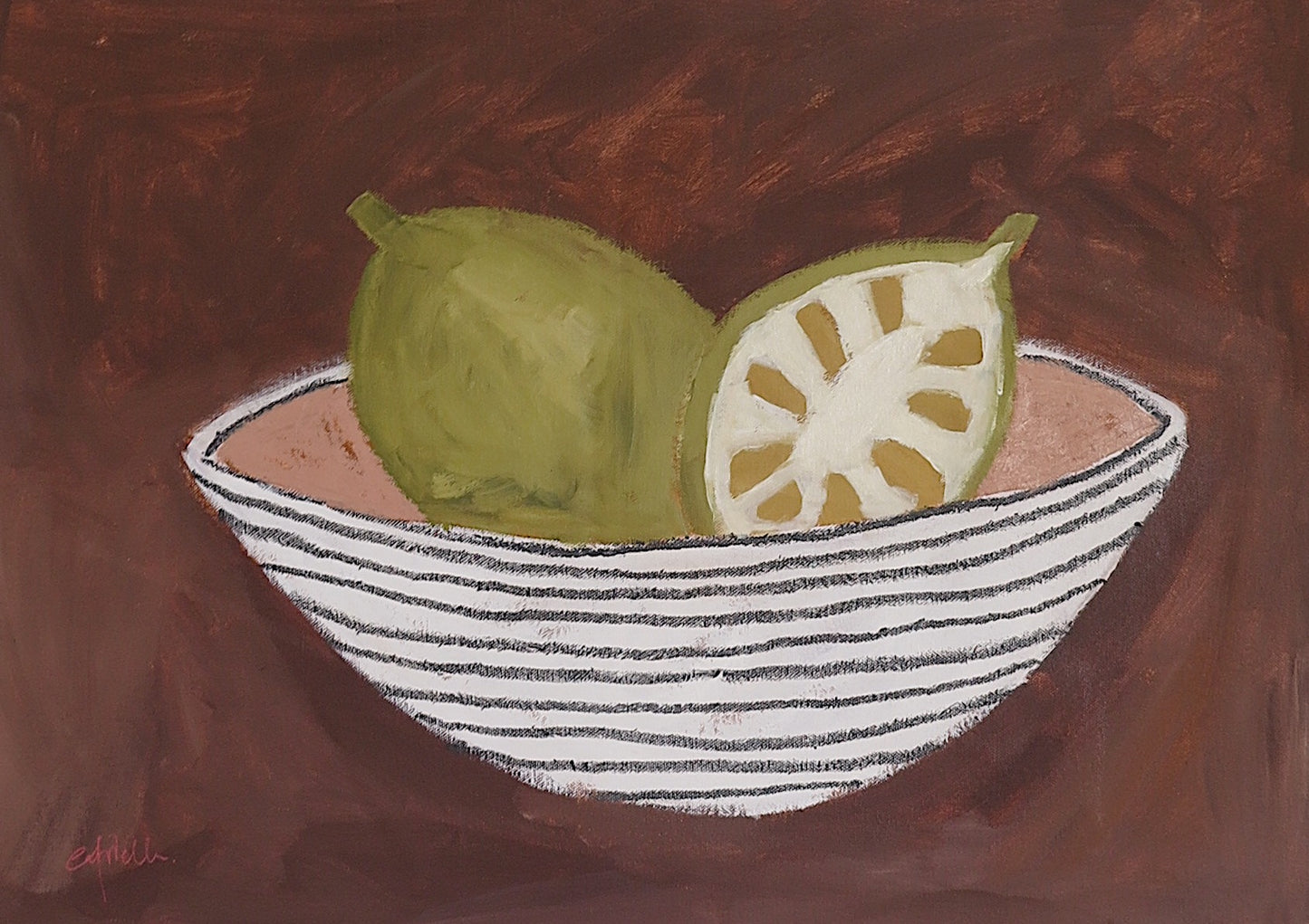 Jackfruit in Striped Bowl