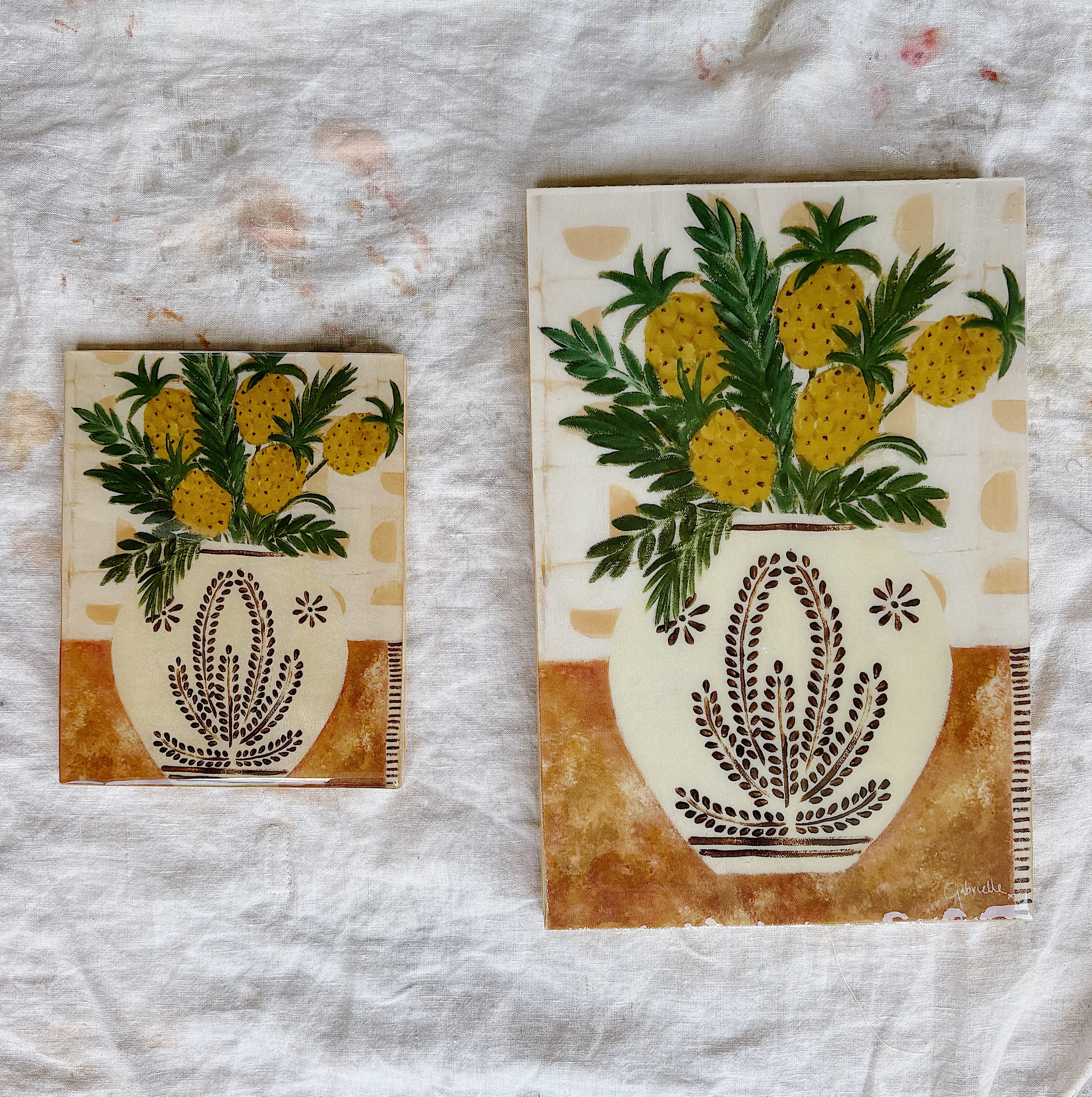 Pineapple Flowers Timber Tile