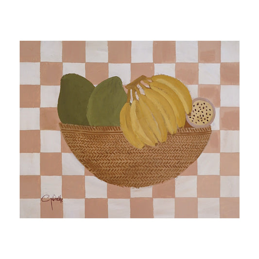 Checkerboard & bananas Print