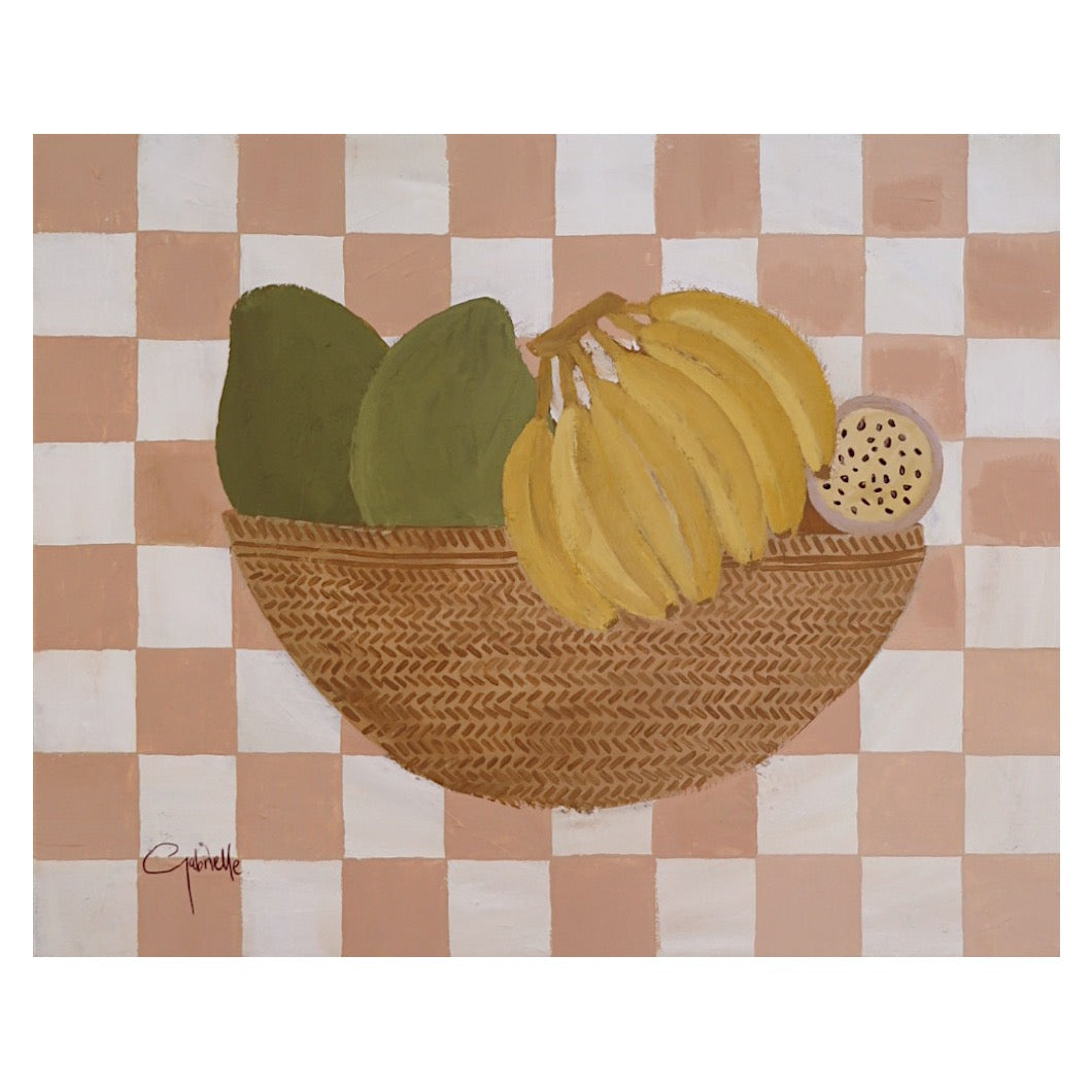 Checkerboard & bananas Print